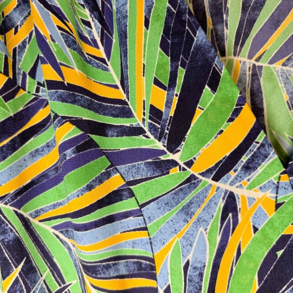 Halogen V-neck Faux Wrap Dress Midi Tropical Office Colorfull Beachy Vacation - Picture 5 of 6